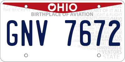 OH license plate GNV7672