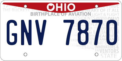OH license plate GNV7870
