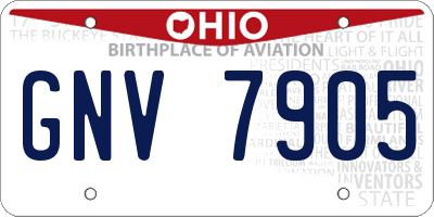 OH license plate GNV7905