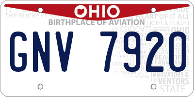 OH license plate GNV7920