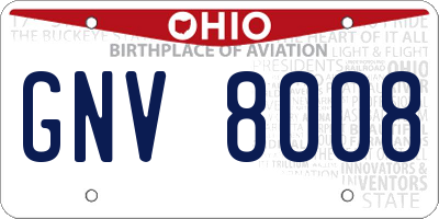 OH license plate GNV8008