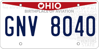 OH license plate GNV8040