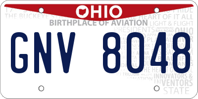 OH license plate GNV8048