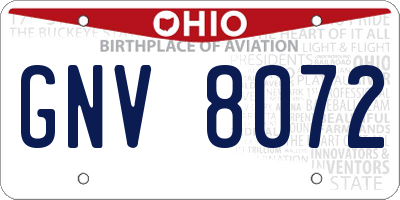 OH license plate GNV8072