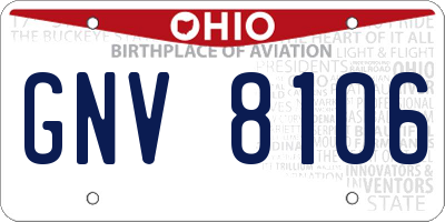 OH license plate GNV8106