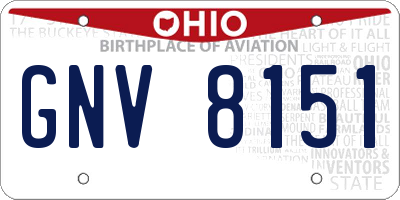 OH license plate GNV8151