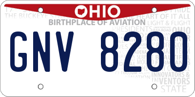 OH license plate GNV8280