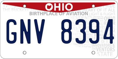 OH license plate GNV8394