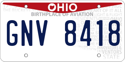 OH license plate GNV8418