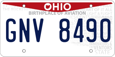 OH license plate GNV8490