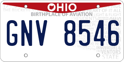 OH license plate GNV8546