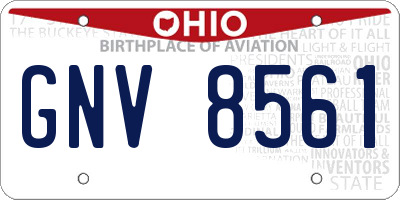 OH license plate GNV8561