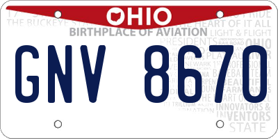 OH license plate GNV8670