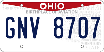 OH license plate GNV8707