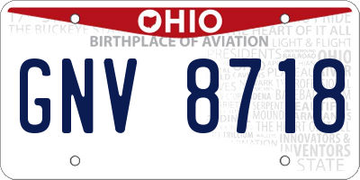 OH license plate GNV8718