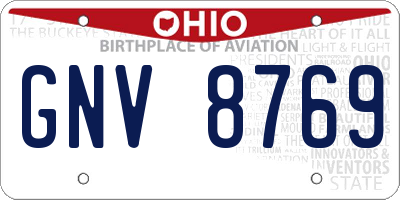 OH license plate GNV8769