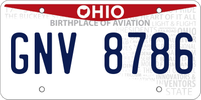 OH license plate GNV8786