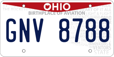 OH license plate GNV8788