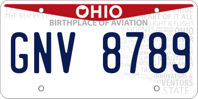 OH license plate GNV8789