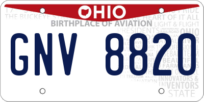 OH license plate GNV8820