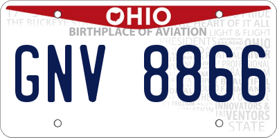 OH license plate GNV8866
