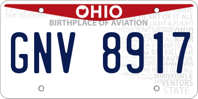 OH license plate GNV8917