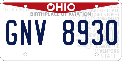 OH license plate GNV8930