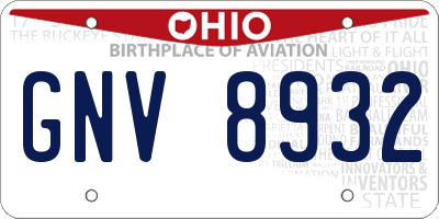 OH license plate GNV8932
