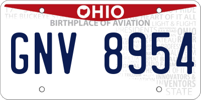 OH license plate GNV8954