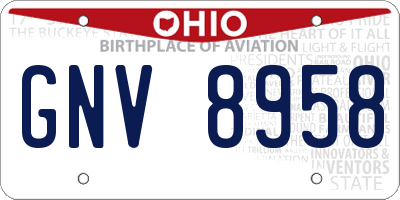 OH license plate GNV8958