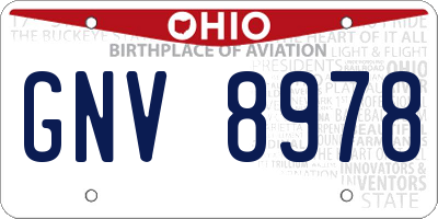 OH license plate GNV8978