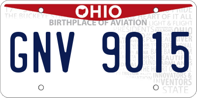 OH license plate GNV9015