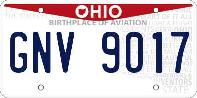 OH license plate GNV9017