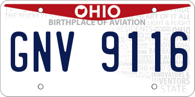 OH license plate GNV9116
