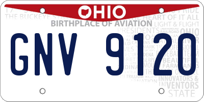 OH license plate GNV9120