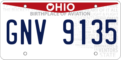 OH license plate GNV9135