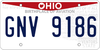 OH license plate GNV9186