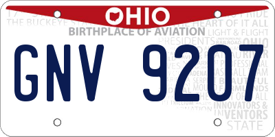 OH license plate GNV9207