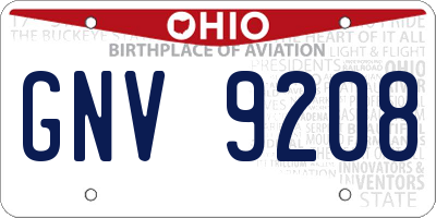 OH license plate GNV9208