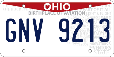 OH license plate GNV9213