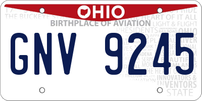 OH license plate GNV9245