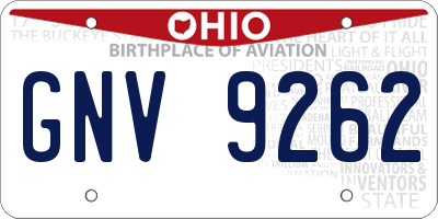 OH license plate GNV9262