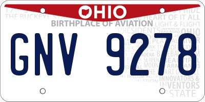 OH license plate GNV9278