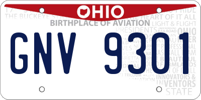 OH license plate GNV9301