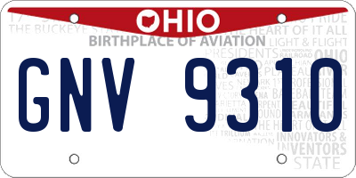 OH license plate GNV9310