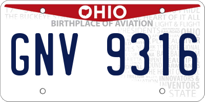 OH license plate GNV9316