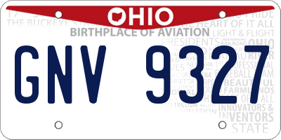 OH license plate GNV9327