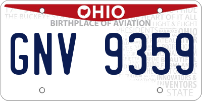 OH license plate GNV9359