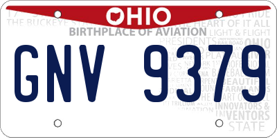 OH license plate GNV9379