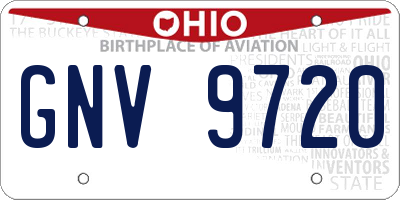 OH license plate GNV9720